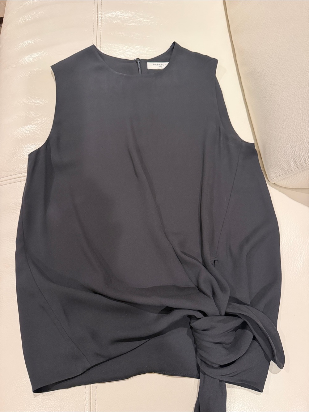 Babaton Black Crewneck Sleeveless Top with Back Zip